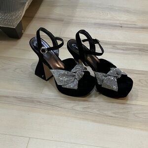 Circus ny  Heels with Silver Bow Accents